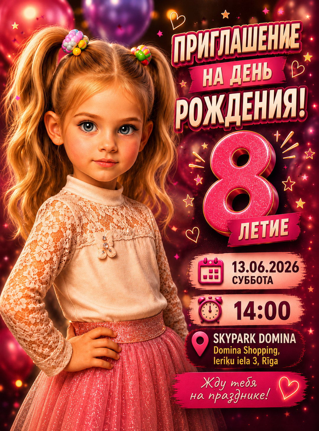 Приглашение на день рождения Алёны